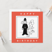 De politieman heeft Clock Face Cartoon. Kaart (Voorkant / Achterkant in situ)