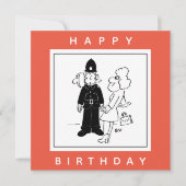 De politieman heeft Clock Face Cartoon. Kaart (Voorkant)