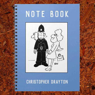 De politieman heeft Clock Face Cartoon. Notitieboek