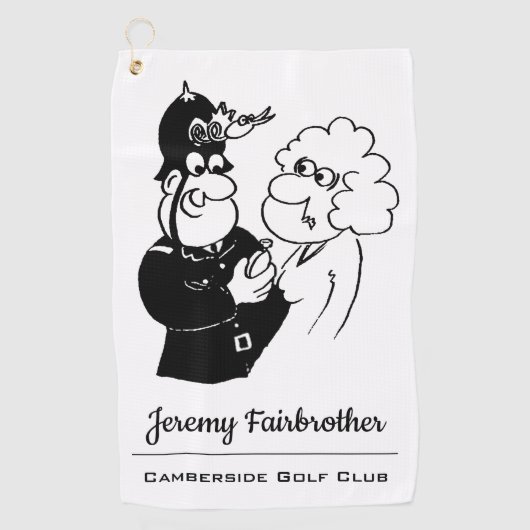 De politieman heeft een Cuckoo Clock Helmet Golfhanddoek (Voorkant)