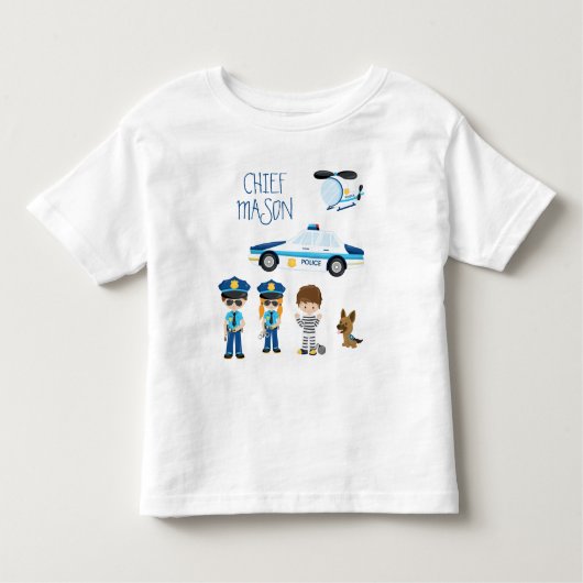 De politieman van de Kleine Cartoon van het Kind m Kinder Shirts (Voorkant)
