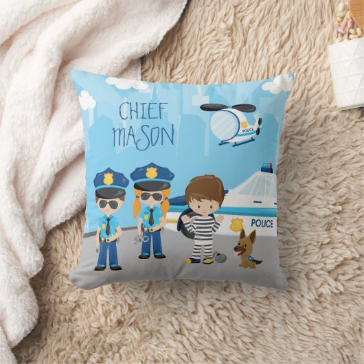 De politieman van de Kleine Cartoon van het Kind m Kussen (Deken)
