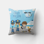 De politieman van de Kleine Cartoon van het Kind m Kussen (Achterkant)