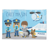 De politieman van de Kleine Cartoon van het Kind m Kussensloop (Achterkant)