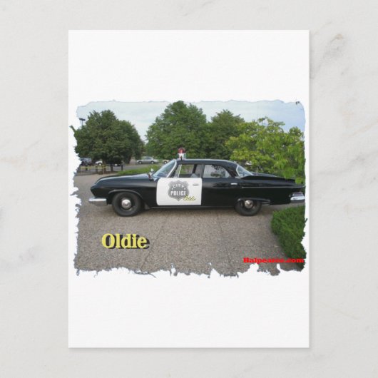 De Politiewagen van Oldie Briefkaart (Voorkant)