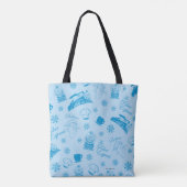 De politsexpressie | Blue Holiday Icon Patroon Tote Bag (Achterkant)