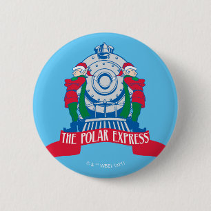 De politsexpressie   Elves met trein Ronde Button 5,7 Cm