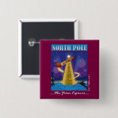 De politsexpressie | Reiskunst Noordpool Vierkante Button 5,1 Cm (Voorkant /achterkant)
