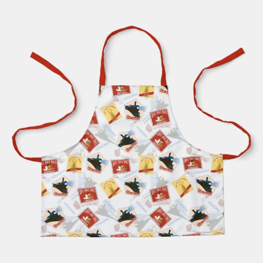 De politsexpressie | Retro Sticker Patroon Schort (Voorkant)