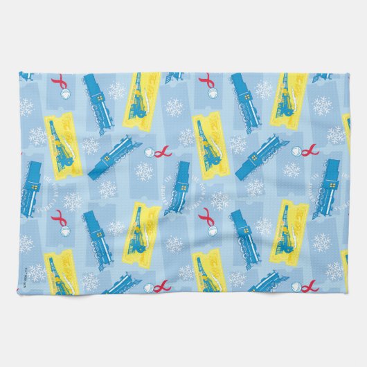 De politsexpressie | Retrotrein en kaartenpatroon Theedoek (Horizontaal)