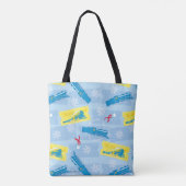 De politsexpressie | Retrotrein en kaartenpatroon Tote Bag (Achterkant)