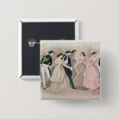 De Polka-Modes, van Godey's Lady Book Vierkante Button 5,1 Cm (Voorkant /achterkant)