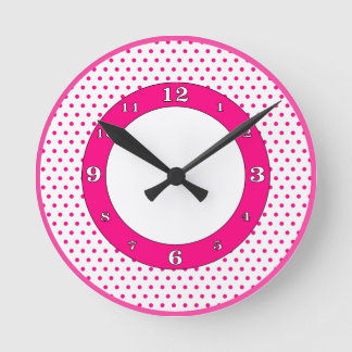 De polka stippelt Heet Roze Ronde Klok