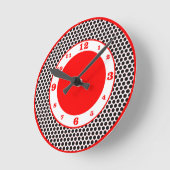 De polka stippelt Zwarte, Wit & Rood Ronde Klok (Hoek)