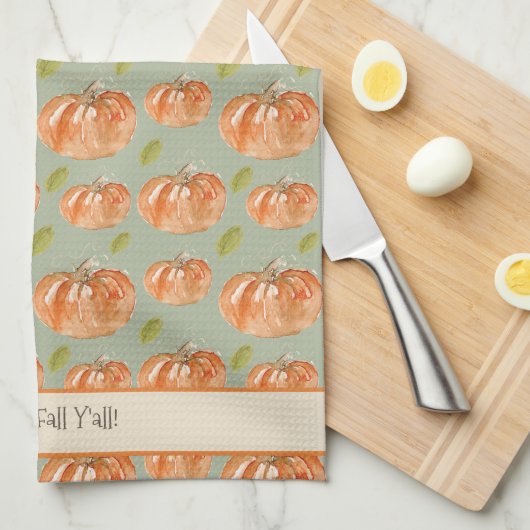 De pompoen patch "Happy Herfst Ya'll" Theedoek (Quarter Fold)