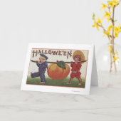De Pompoen van Halloween GreetingCarrying Kaart (Gele Bloem)