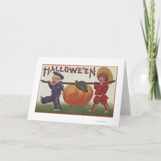 De Pompoen van Halloween GreetingCarrying Kaart (Voorkant)