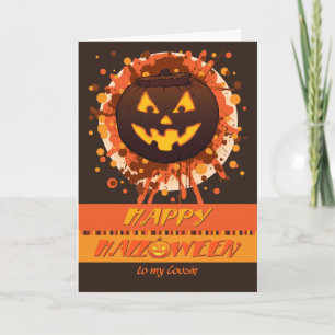 De Pompoen van Halloween Grunge, voor Neef (hem) - Kaart