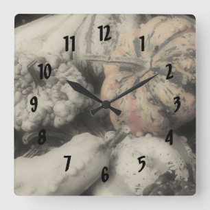 De Pompoenen van het land in Zwarte Witte Natuur Vierkante Klok