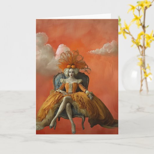 De pompoenkoningin | Wenskaart voor surrealistisch Kaart (Gele Bloem)