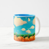 De pompoenpleister tweekleurige koffiemok (Voorkant rechts)