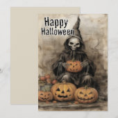 De pompoenspreuk - Rustieke hekserij Feestdagenkaart (Voorkant / Achterkant)