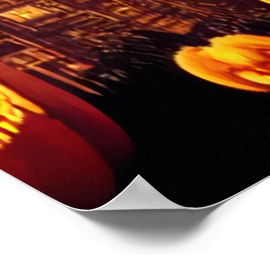 De pompoenstad van Halloween | AI Art Poster (Hoek)