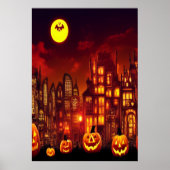 De pompoenstad van Halloween | AI Art Poster (Voorkant)