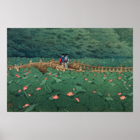 De Pond in Benten Shrine in Shiba Kawase Hasui Poster (Voorkant)