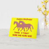 De poneys van de cartoon, het glimlachen, kaart (Gele Bloem)