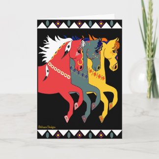 De Poneys van de mysticus Al Wenskaart van de Feestdagen Kaart