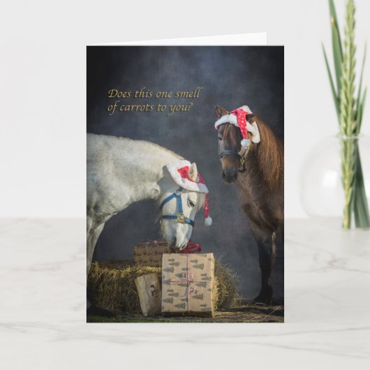 De poneys van Shetland bij Kerstmis Feestdagen Kaart (Voorkant)