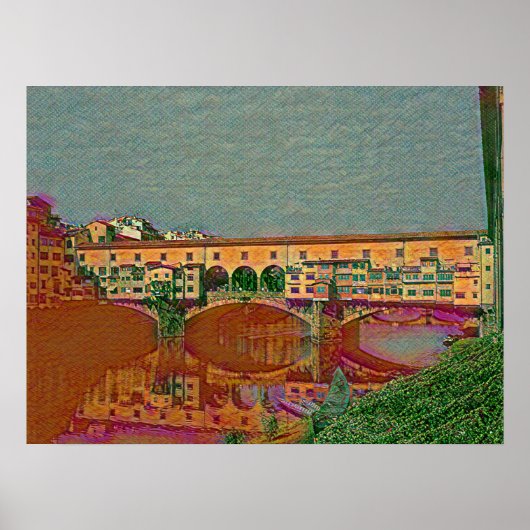 De Ponte Vecchio-kaart Poster (Voorkant)