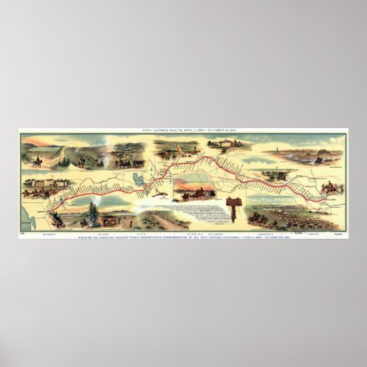 De Pony Express Route: Amerikaanse Geschiedenis 18 Poster (Voorkant)