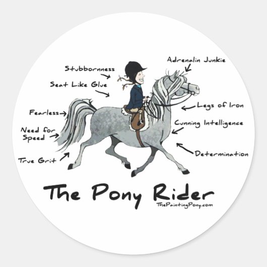 De Pony Rider Ronde Sticker (Voorkant)