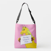 De Pony van de Cartoon van Cute met Bericht Crossbody Tas (Achterkant)