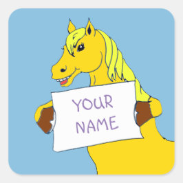 De Pony van de Cartoon van Cute met Bericht Vierkante Sticker