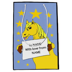 De Pony van de Cartoon van de klap met Bericht en Medium Cadeauzakje