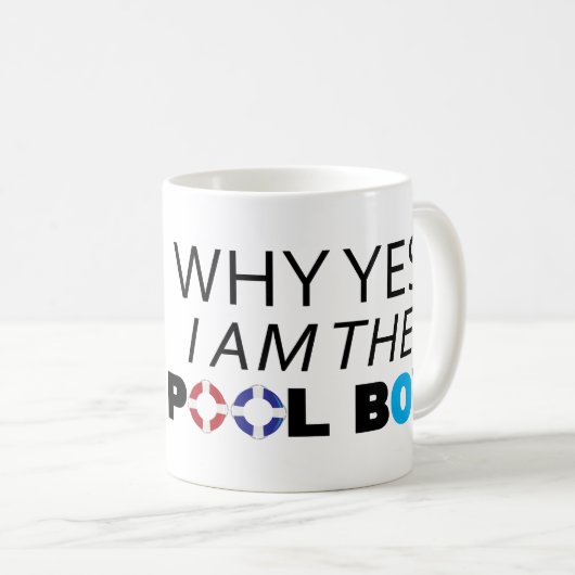 De pool jongen waarom ik grappig ben als zwemmer koffiemok (Voorkant rechts)