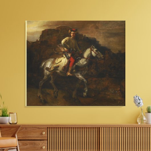 De Poolse Rider van Rembrandt van Rijn Canvas Afdruk (Insitu (Woonkamer))