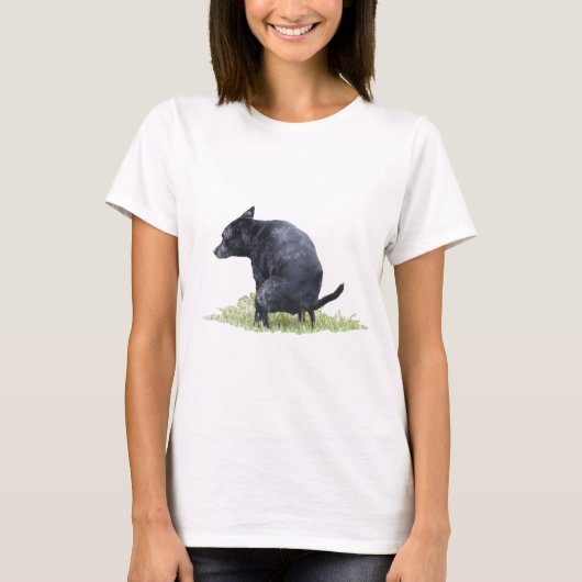 De pooping Dog onderhoudt T-shirt (Voorkant)