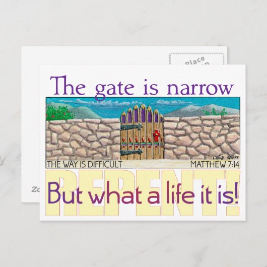 De poort is smal briefkaart (Voorkant / Achterkant)