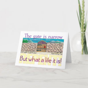De poort is smal feestdagen kaart