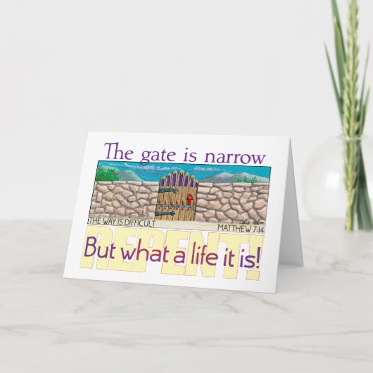 De poort is smal feestdagen kaart (Voorkant)