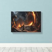 De poort van het vuurrijk: de confrontatie van een canvas afdruk (Insitu (Houten vloer))