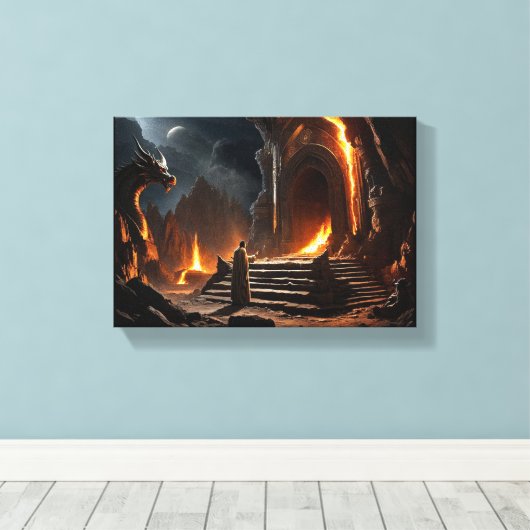 De poort van het vuurrijk: de confrontatie van een canvas afdruk (Insitu (Houten vloer))