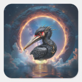 De Poortwachter – Fantasie vogel Vierkante Sticker (Voorkant)