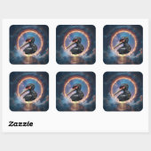 De Poortwachter – Fantasie vogel Vierkante Sticker (Vel)