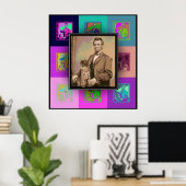 De Pop Art Abraham Lincoln en zijn kat "Dixie" Poster (Thuiskantoor)