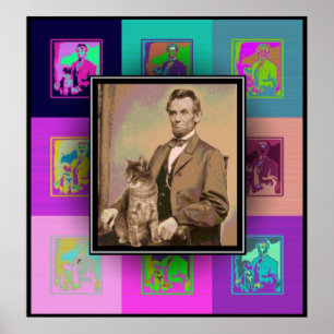 De Pop Art Abraham Lincoln en zijn kat "Dixie" Poster